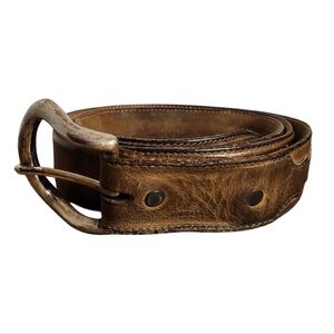 Vintage Justin Boots Leather Western Belt • Distressed Brown • 49" Long